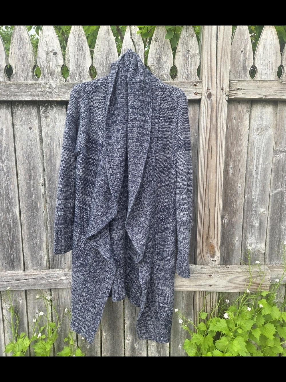 Sweet Romeo Charcoal Marled Open-Front Draped Cardigan